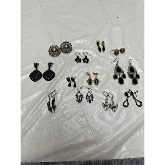 Jewelry - Vintage Costume Earring Lot 12 Pairs, Sterling Silver